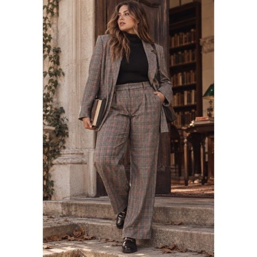 Pendleton Womens 14P Plaid Wool Pant Suit Set Blazer Trousers Made in USA Vtg